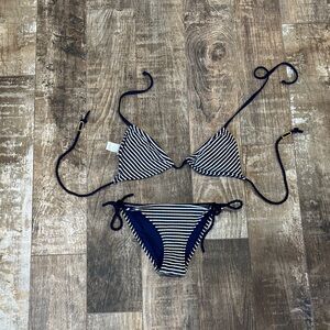 Heidi Klein Navy and White Striped Bikini